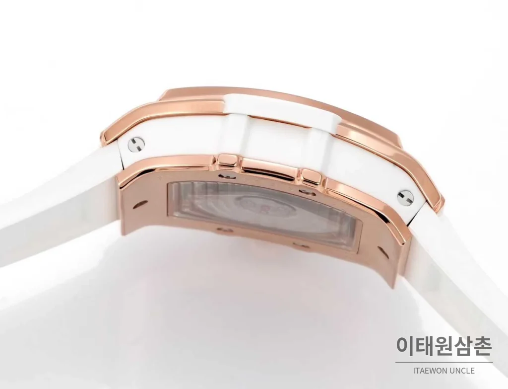 위블로 빅뱅 다이아몬드 스틸 스켈레톤 러버밴드 오토매틱 39mm 실버 / 블랙 로즈골드 베젤 (2)
