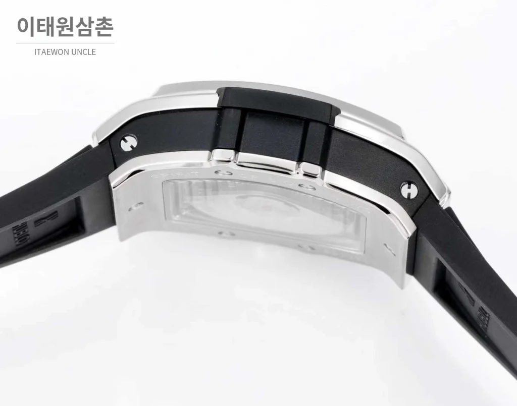 위블로 빅뱅 다이아몬드 스틸 스켈레톤 러버밴드 오토매틱 39mm 실버 / 블랙 실버 베젤 (3)