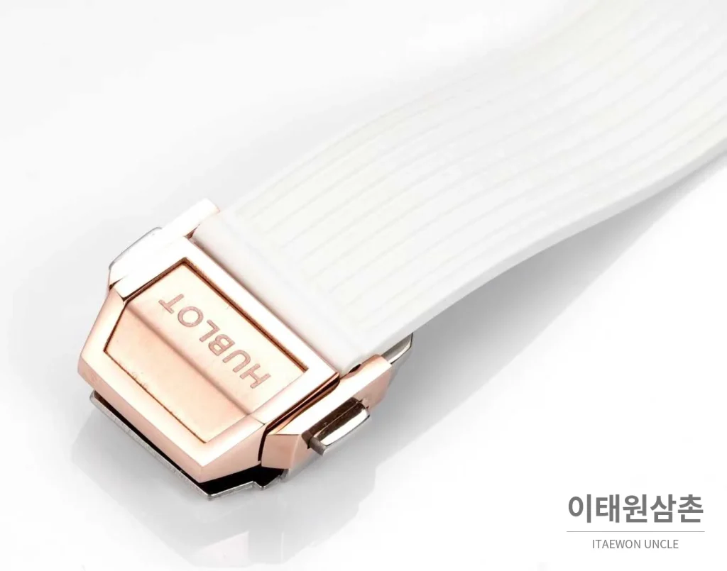 위블로 빅뱅 다이아몬드 스틸 스켈레톤 러버밴드 오토매틱 39mm 실버 / 블랙 로즈골드 베젤 (2)