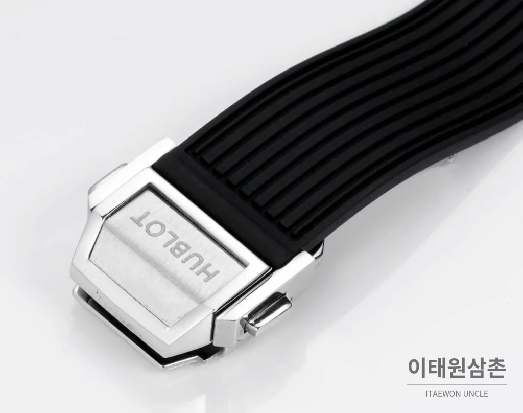 위블로 빅뱅 다이아몬드 스틸 스켈레톤 러버밴드 오토매틱 39mm 실버 / 블랙 실버 베젤 (3)