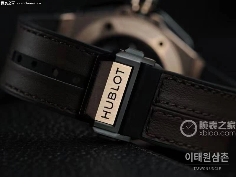 위블로 빅뱅 페라리 카본 티타늄 스켈레톤 크로노그래프 오토매틱 45mm 블랙 브라운 가죽 스트랩