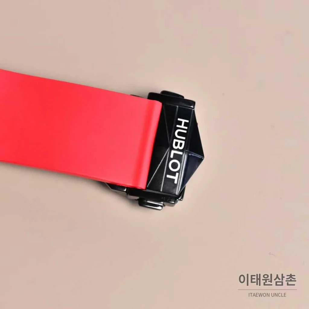 위블로 빅뱅 상블루II 카본파이버 스켈레톤 크로노그래프 오토매틱 45mm 블랙 레드 러버 스트랩