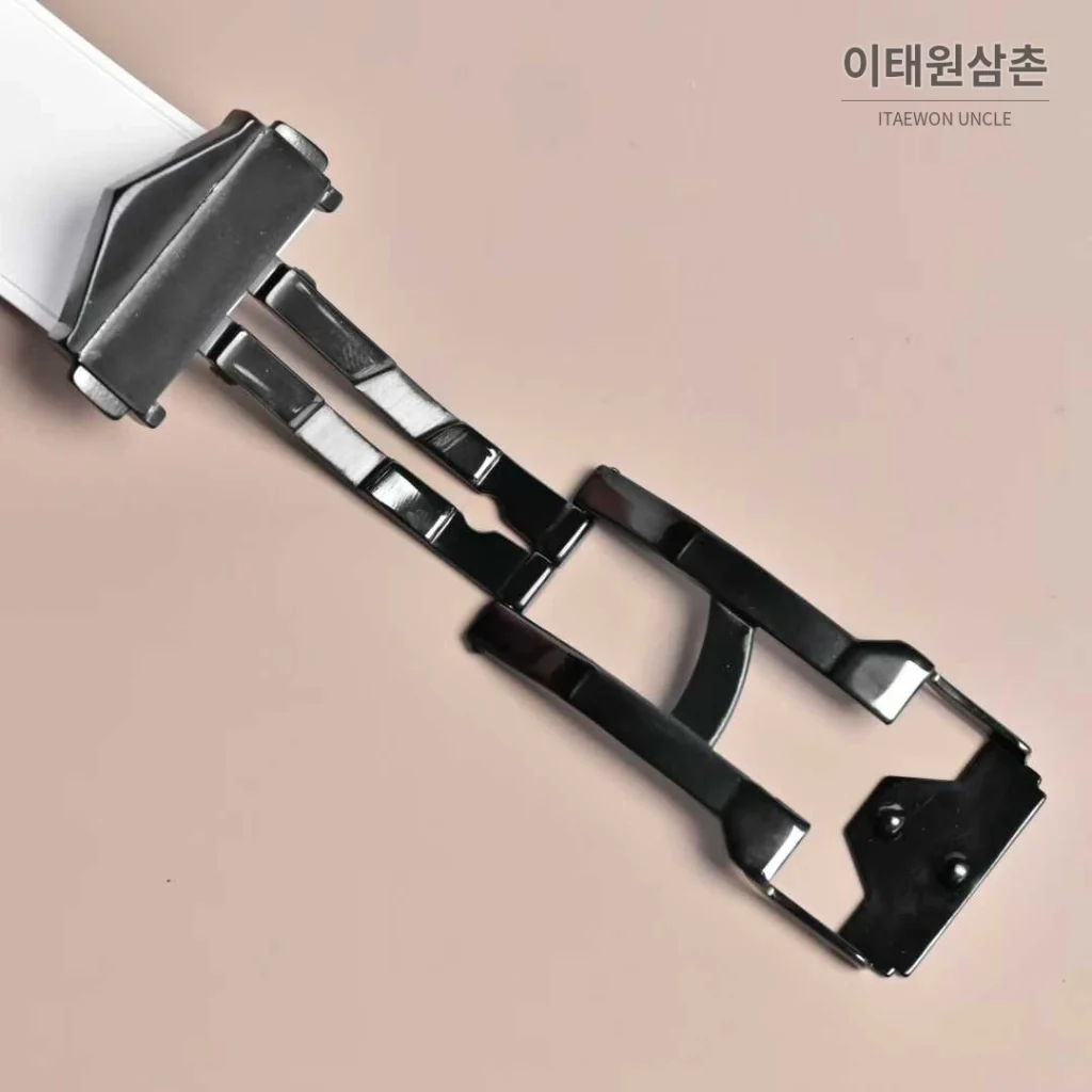 위블로 빅뱅 상블루II 카본파이버 스켈레톤 크로노그래프 오토매틱 45mm 블랙 화이트 러버 스트랩