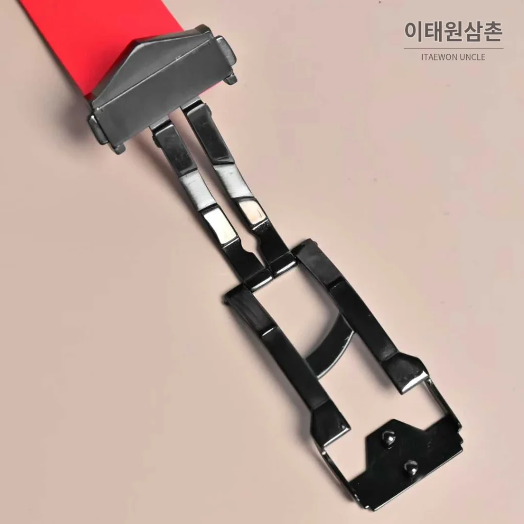 위블로 빅뱅 상블루II 카본파이버 스켈레톤 크로노그래프 오토매틱 45mm 블랙 레드 러버 스트랩