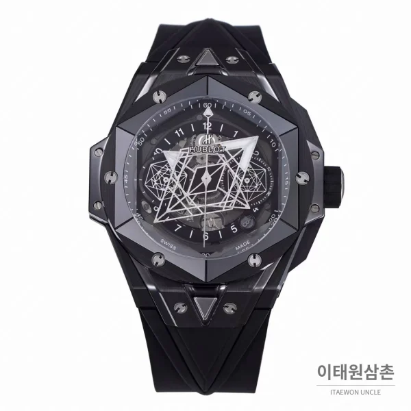 위블로 빅뱅 상블루 II 세라믹 스켈레톤 플라이백 크로노그래프 오토매틱 45mm (2) 위블로 빅뱅 상블루 II 세라믹 스켈레톤 플라이백 크로노그래프 오토매틱 45mm 스켈레톤 다이얼 블랙 러버 스트랩