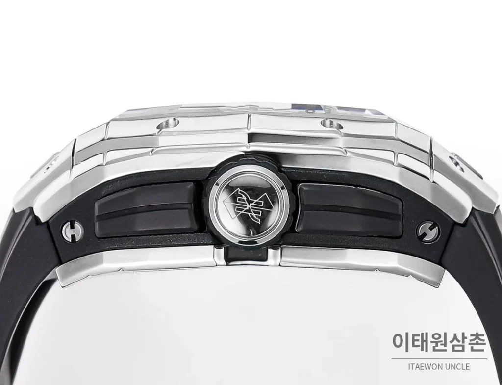 위블로 빅뱅 상블루 III 스켈레톤 기하학 크로노그래프 러버밴드 오토매틱 42mm 블랙
