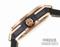 위블로 빅뱅 스틸 레인보우베젤 다이아세팅 오토매틱 39mm 멀티컬러 네이비 다이얼 네이비 가죽 스트랩
