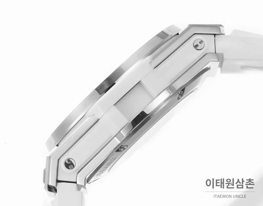 위블로 빅뱅 스틸 레인보우베젤 다이아세팅 오토매틱 39mm 멀티컬러 화이트 다이얼 화이트 러버 스트랩 (3)