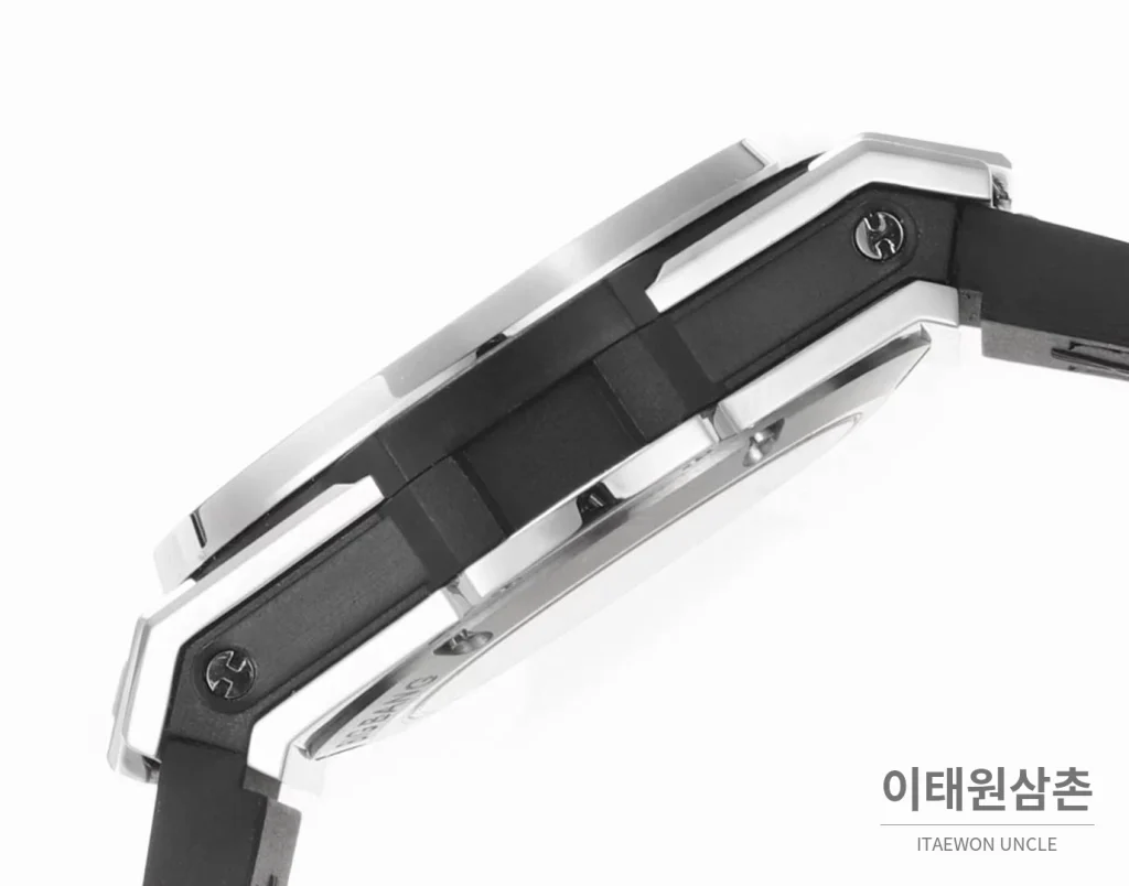 위블로 빅뱅 스틸 레인보우베젤 다이아세팅 오토매틱 39mm 멀티컬러 블랙 다이얼 블랙 러버 스트랩 (4)