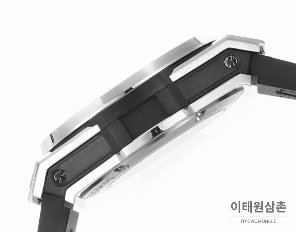 위블로 빅뱅 스틸 레인보우베젤 다이아세팅 오토매틱 39mm 멀티컬러 아이스블루 다이얼 블루 러버 스트랩