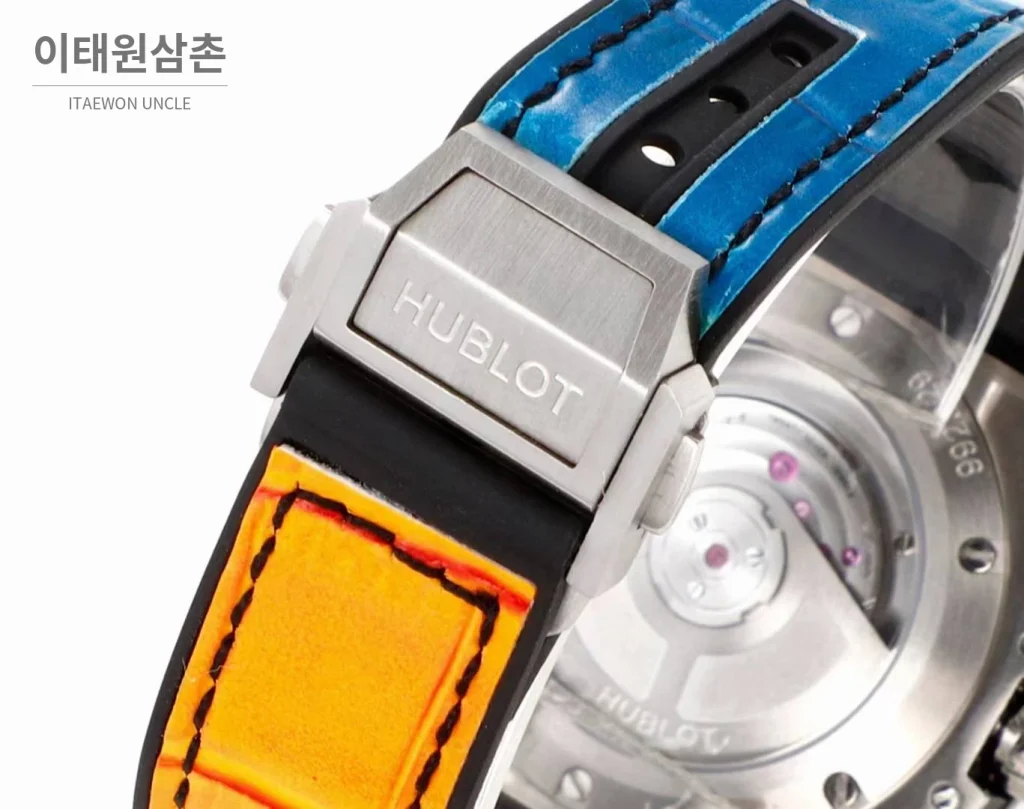 위블로 빅뱅 스틸 레인보우베젤 다이아세팅 오토매틱 39mm 멀티컬러 멀티컬러 다이얼 멀티컬러 가죽 스트랩