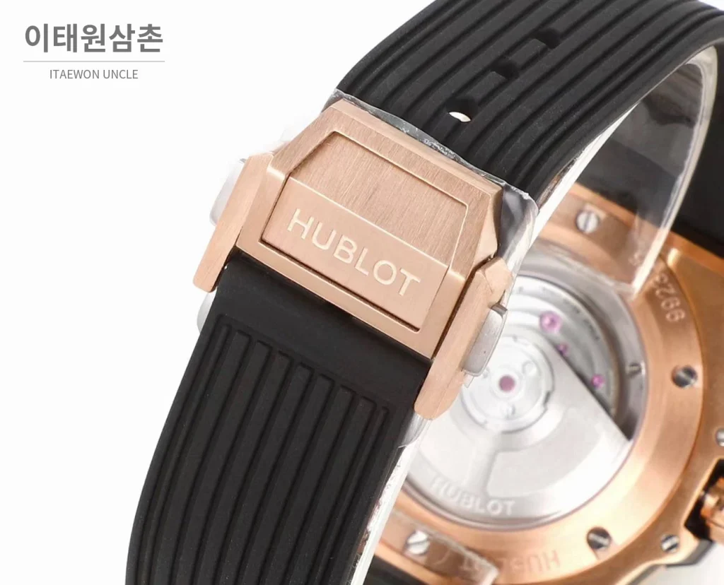 위블로 빅뱅 스틸 레인보우베젤 다이아세팅 오토매틱 39mm 멀티컬러 블랙 다이얼 블랙 러버 스트랩 (3)