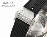 위블로 빅뱅 스틸 레인보우베젤 다이아세팅 오토매틱 39mm 멀티컬러 블랙 다이얼 블랙 러버 스트랩 (4)