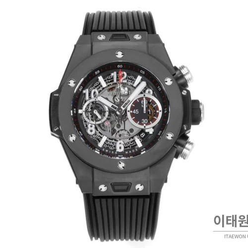 위블로 빅뱅 유니코 세라믹 컬러다이얼 크로노그래프 오토매틱 45mm 컬러 세라믹 블랙 러버 스트랩 블랙 베젤
