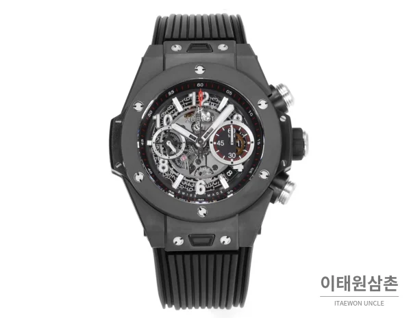 위블로 빅뱅 유니코 세라믹 컬러다이얼 크로노그래프 오토매틱 45mm 컬러 세라믹 블랙 러버 스트랩 블랙 베젤
