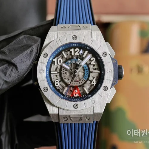 위블로 빅뱅 유니코 GMT 티타늄 블루 오토매틱 45mm 411.NL.7112.RX 스켈레톤 다이얼 블루 러버 스트랩 위블로 빅뱅 유니코 GMT 티타늄 블루 오토매틱 45mm 411.NL.7112.RX 스켈레톤 다이얼 블루 러버 스트랩