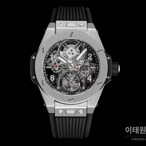위블로 빅뱅 유니코 스켈레톤 투르비옹 수동 45mm 스켈레톤 다이얼 블랙 러버 스트랩