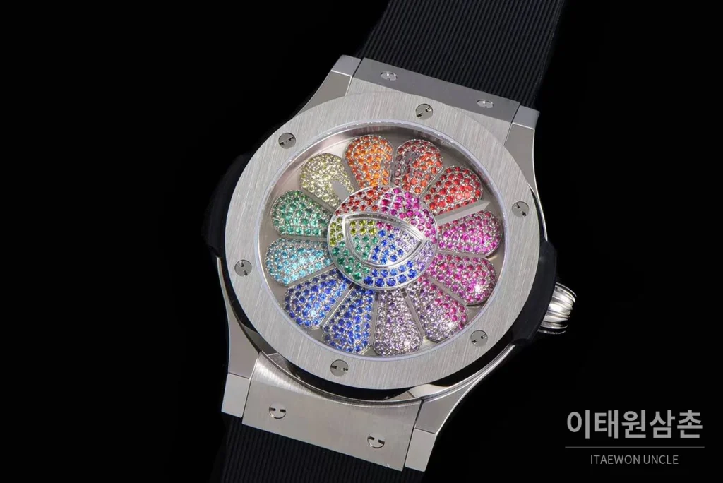 위블로 클래식 퓨전 무라카미 오토매틱 45mm 멀티컬러 다이얼 블랙 러버 스트랩