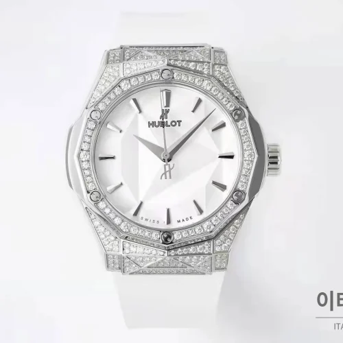 위블로 클래식 퓨전 오를린스키 스켈레톤 컷 다이얼 오토매틱 40mm 실버 / 블랙 화이트 러버 스트랩