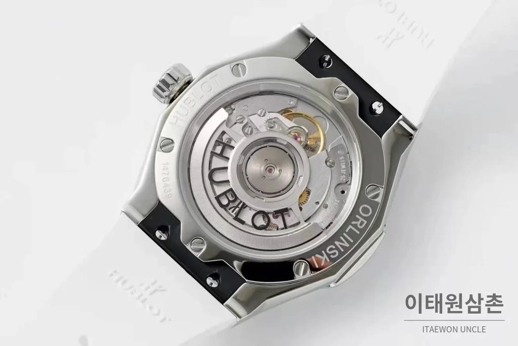 위블로 클래식 퓨전 오를린스키 스켈레톤 컷 다이얼 오토매틱 40mm 실버 / 블랙 화이트 러버 스트랩