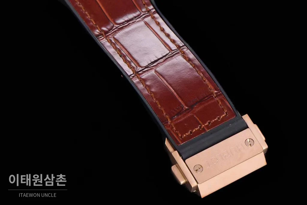 위블로 스피릿 오브 빅뱅 화이트 토노형 스켈레톤 크로노그래프 오토매틱 45mm 스켈레톤 다이얼 브라운 가죽 스트랩 로즈골드 베젤 (3)