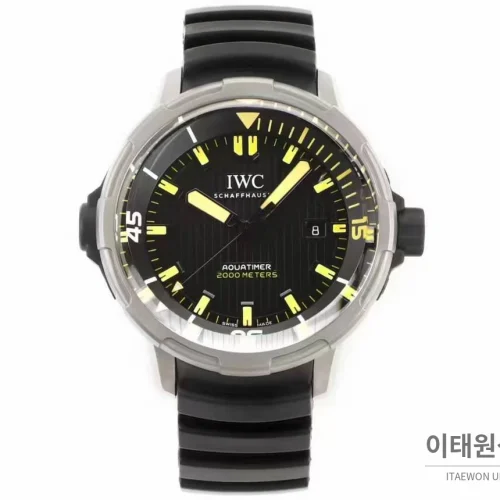 IWC 아쿠아타이머 딥 투 씨 티타늄 블랙다이얼 오토매틱 46mm 블랙 러버 스트랩 실버 베젤 (2)