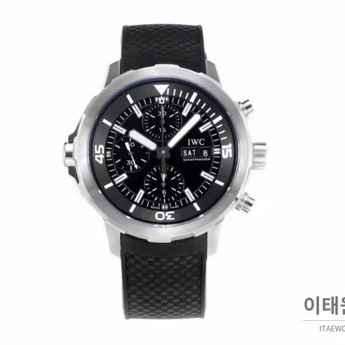 IWC 아쿠아타이머 스틸 블랙다이얼 크로노그래프 오토매틱 44mm (2)
