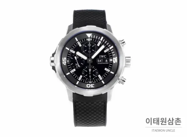 IWC 아쿠아타이머 스틸 블랙다이얼 크로노그래프 오토매틱 44mm (2)