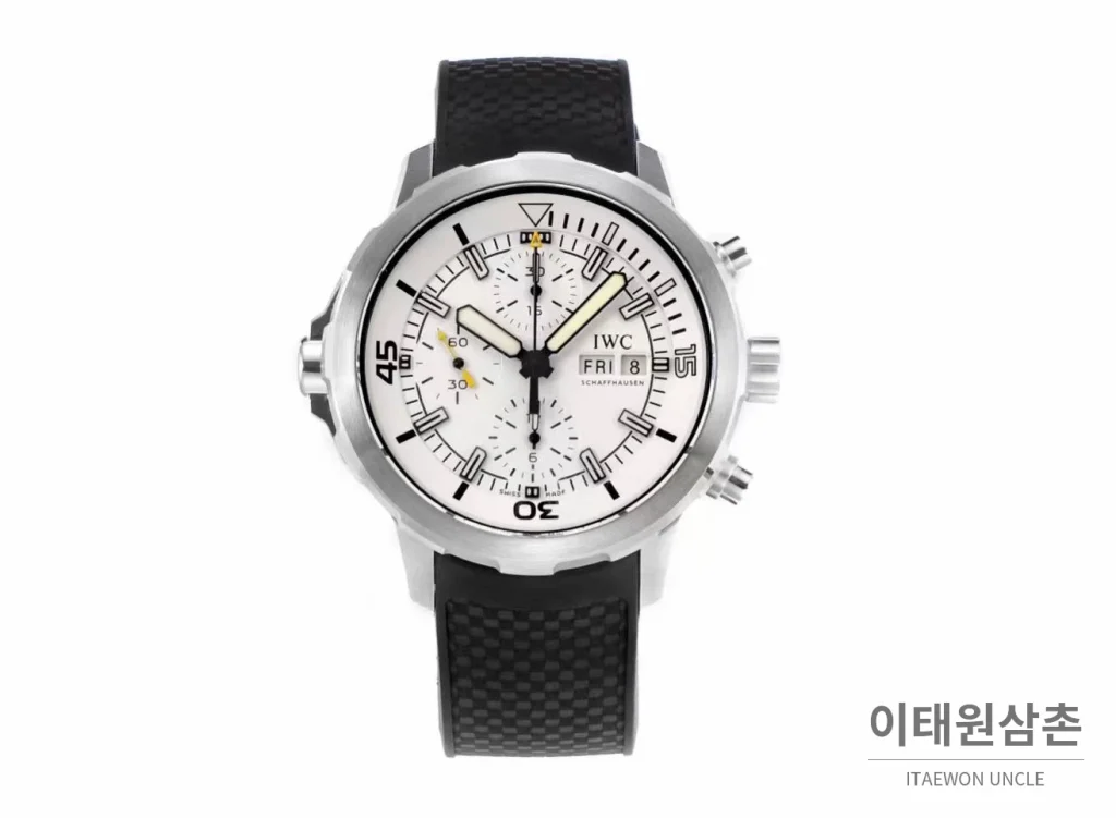 IWC 아쿠아타이머 스틸 블랙다이얼 크로노그래프 오토매틱 44mm