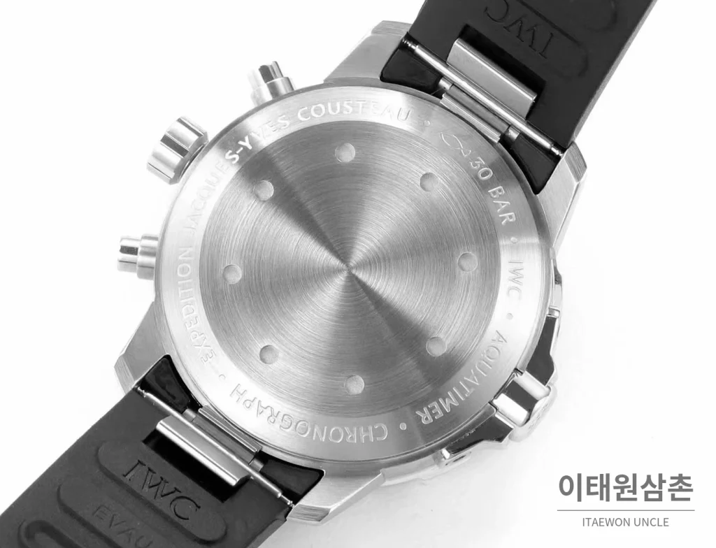 IWC 아쿠아타이머 스틸 블랙다이얼 크로노그래프 오토매틱 44mm