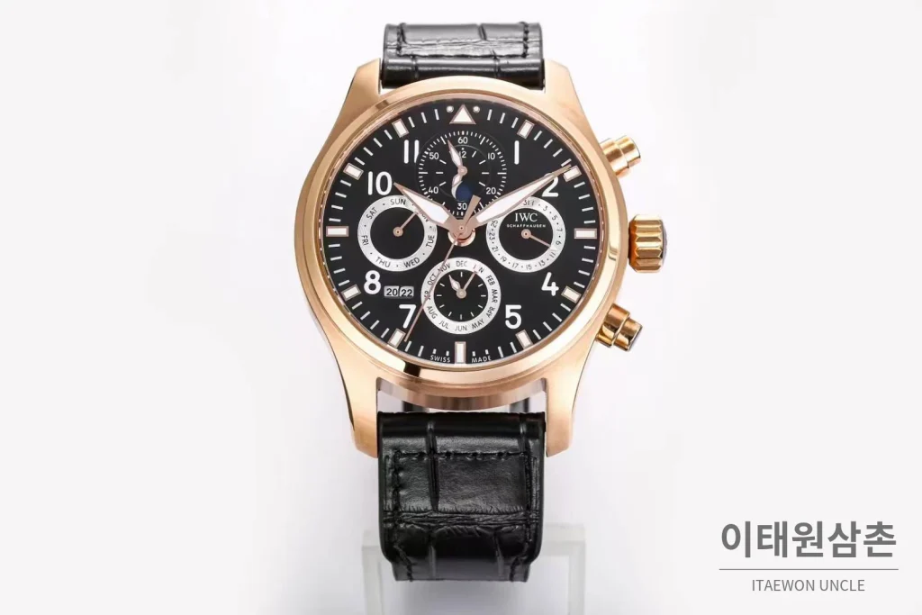 IWC 빅파일럿 퍼페추얼 캘린더 “어린왕자” 블루다이얼 오토매틱 42mm 블랙 가죽 스트랩