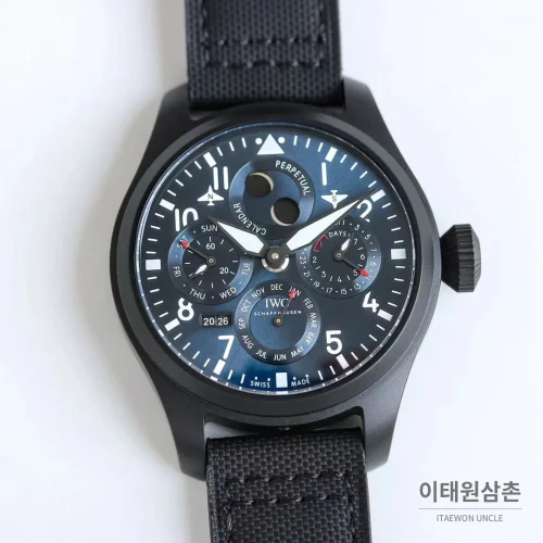 IWC 빅파일럿 퍼페추얼 캘린더 스틸 오토매틱 41mm IW503605 네이비 다이얼 블랙 나일론 스트랩
