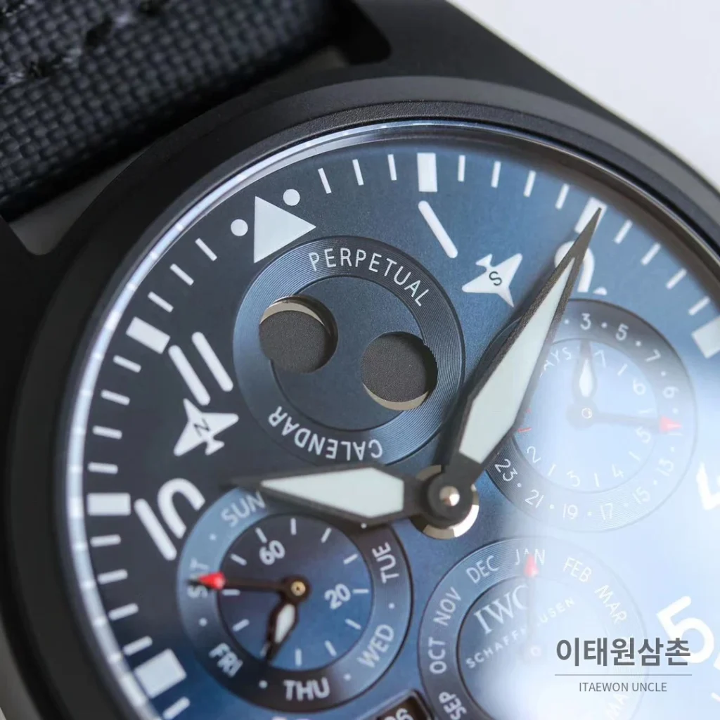 IWC 빅파일럿 퍼페추얼 캘린더 스틸 오토매틱 41mm IW503605 네이비 다이얼 블랙 나일론 스트랩