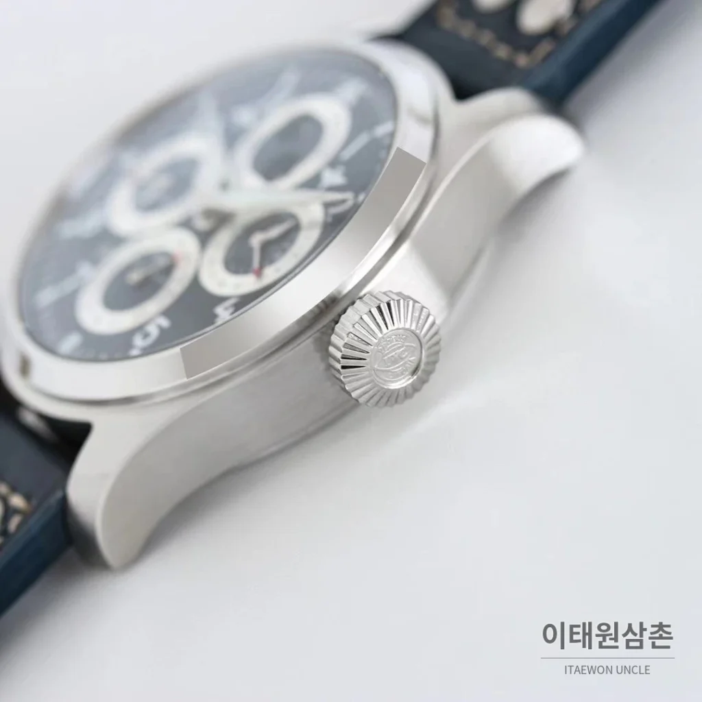 IWC 빅파일럿 퍼페추얼 캘린더 스틸 오토매틱 41mm IW503605 네이비 다이얼 네이비 가죽 스트랩
