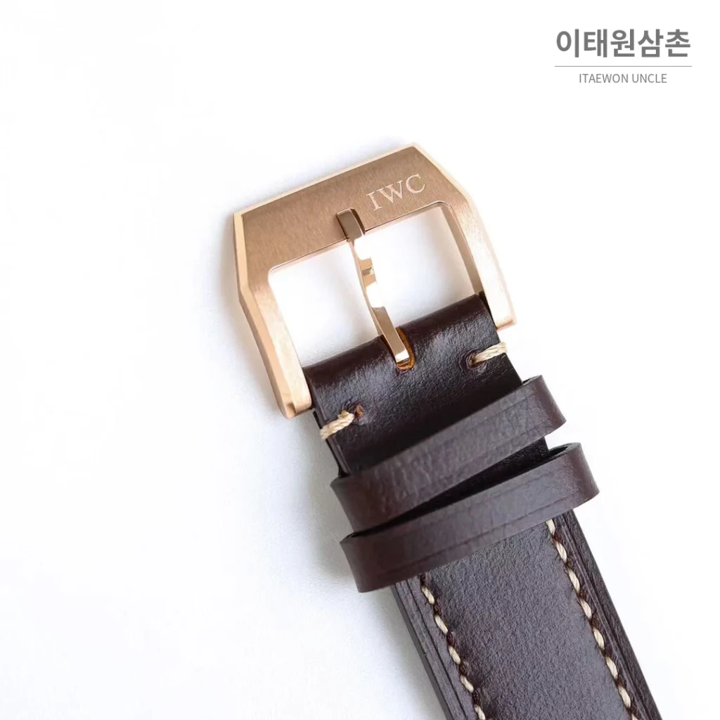 IWC 빅파일럿 퍼페추얼 캘린더 스틸 오토매틱 41mm IW503605 네이비 다이얼 브라운 가죽 스트랩