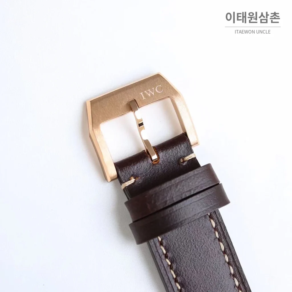 IWC 빅파일럿 퍼페추얼 캘린더 스틸 오토매틱 41mm IW503605 그린 다이얼 브라운 가죽 스트랩