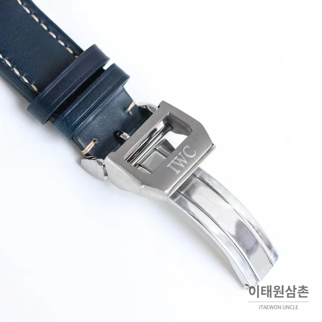 IWC 빅파일럿 퍼페추얼 캘린더 스틸 오토매틱 41mm IW503605 네이비 다이얼 네이비 가죽 스트랩