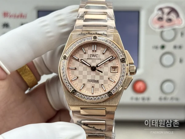IWC 인제니어 오토매틱 35 다이아몬드베젤 스틸 브레이슬릿 35.1mm 로즈골드 다이얼