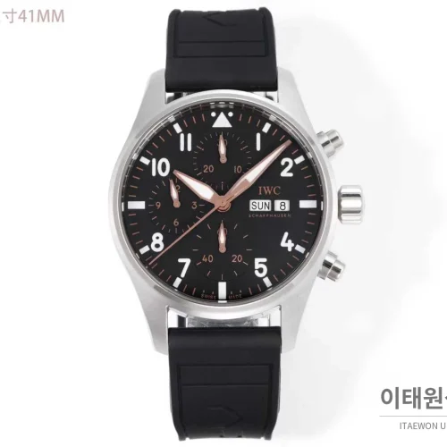 IWC 파일럿 크로노그래프 블랙골드 다이얼 러버밴드 오토매틱 41mm 블랙 / 골드