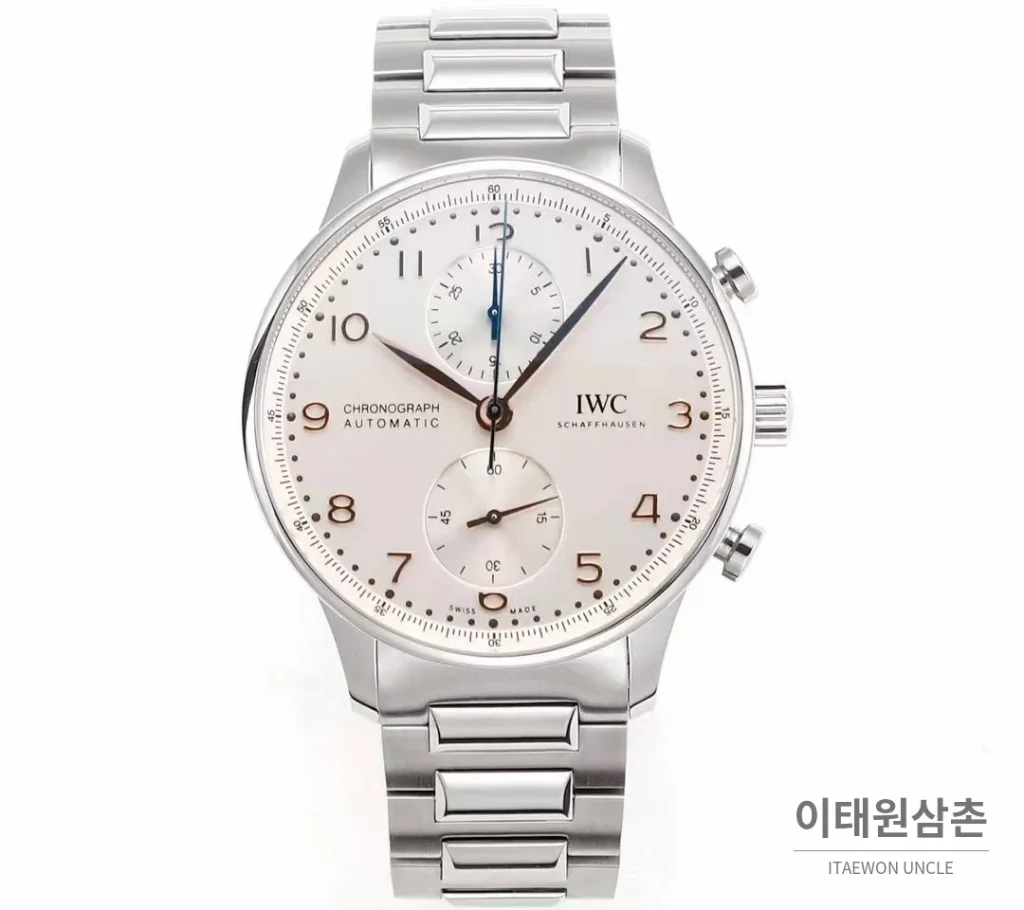 IWC 포르투기저 크로노그래프 스틸 브레이슬릿 오토매틱 41mm 실버 / 블루 (2)