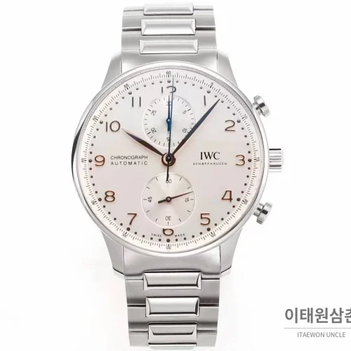 IWC 포르투기저 크로노그래프 스틸 브레이슬릿 오토매틱 41mm 실버 / 블루 (2)