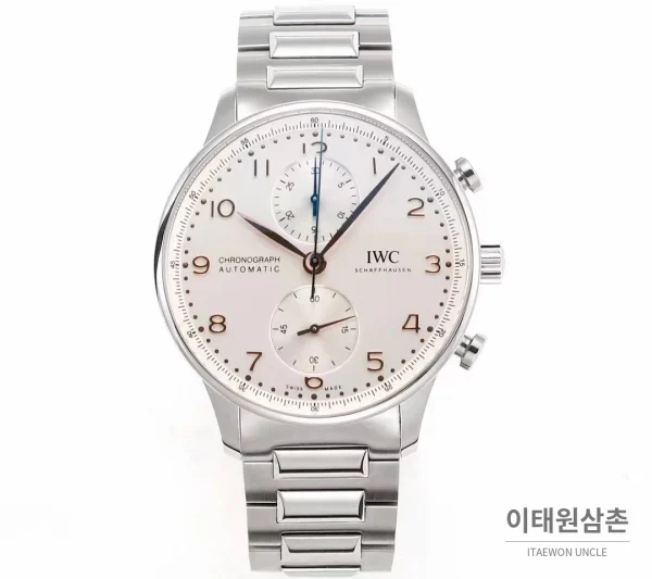 IWC 포르투기저 크로노그래프 스틸 브레이슬릿 오토매틱 41mm 실버 / 블루 (2) IWC 포르투기저 크로노그래프 스틸 브레이슬릿 오토매틱 41mm 실버 / 블루 (2)