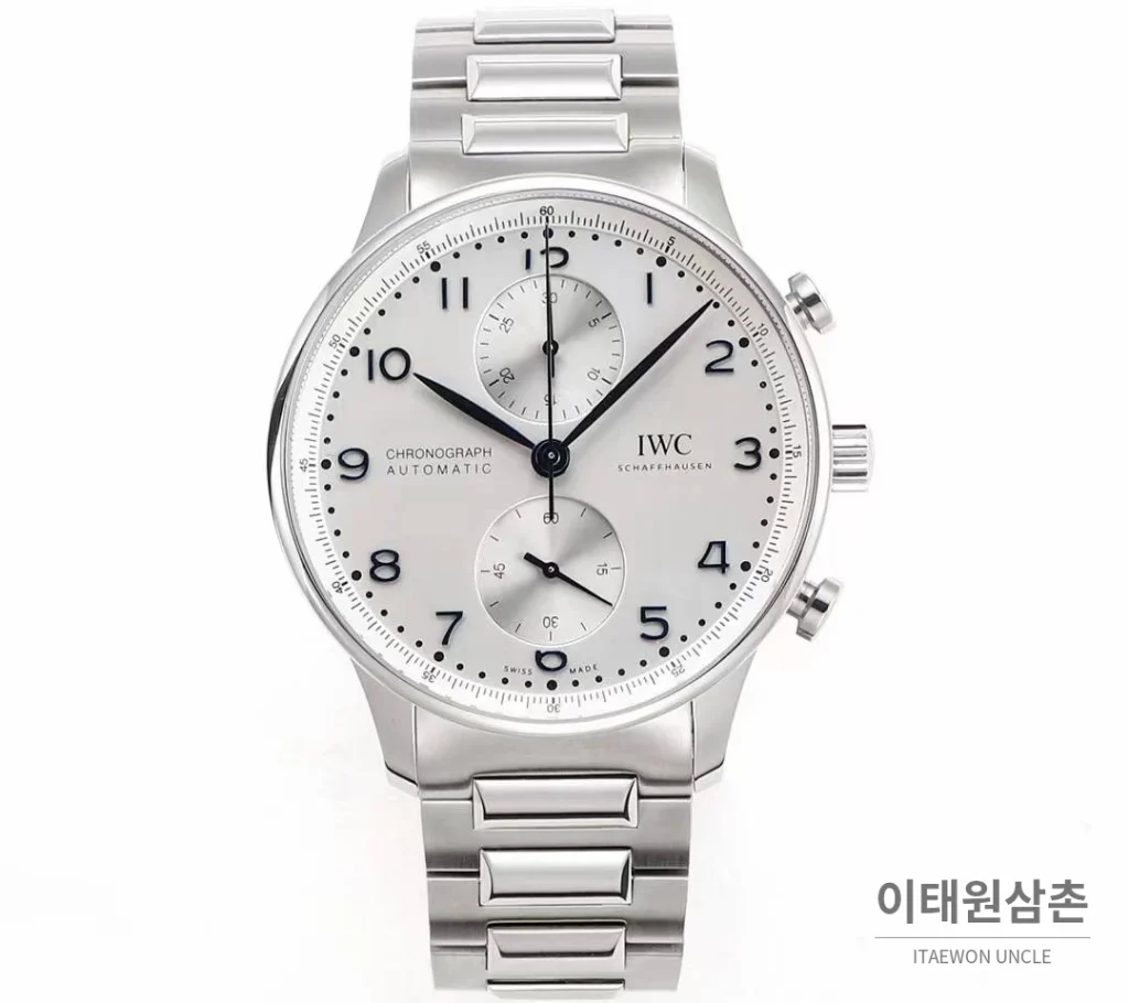 IWC 포르투기저 크로노그래프 스틸 브레이슬릿 오토매틱 41mm 실버 / 블루