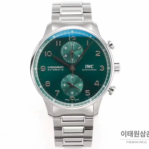 IWC 포르투기저 크로노그래프 스틸 브레이슬릿 오토매틱 41mm 실버 / 블루 (4)