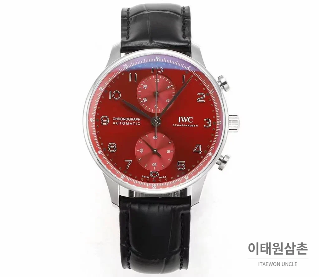 IWC 포르투기저 크로노그래프 스틸 브레이슬릿 오토매틱 41mm 실버 / 블루 (6)