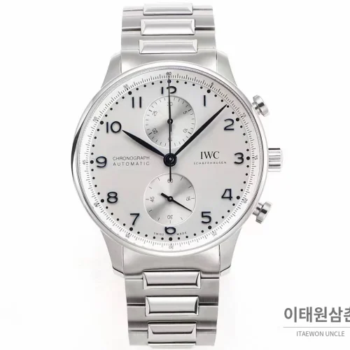 IWC 포르투기저 크로노그래프 스틸 브레이슬릿 오토매틱 41mm 실버 / 블루