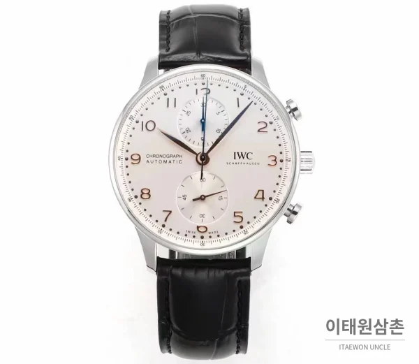 IWC 포르투기저 크로노그래프 스틸 브레이슬릿 오토매틱 41mm 실버 / 블루 (7)