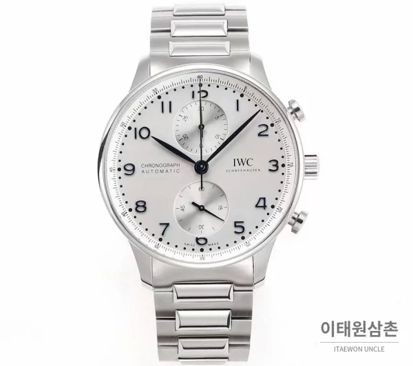 IWC 포르투기저 크로노그래프 스틸 브레이슬릿 오토매틱 41mm 실버 / 블루 IWC 포르투기저 크로노그래프 스틸 브레이슬릿 오토매틱 41mm 실버 / 블루