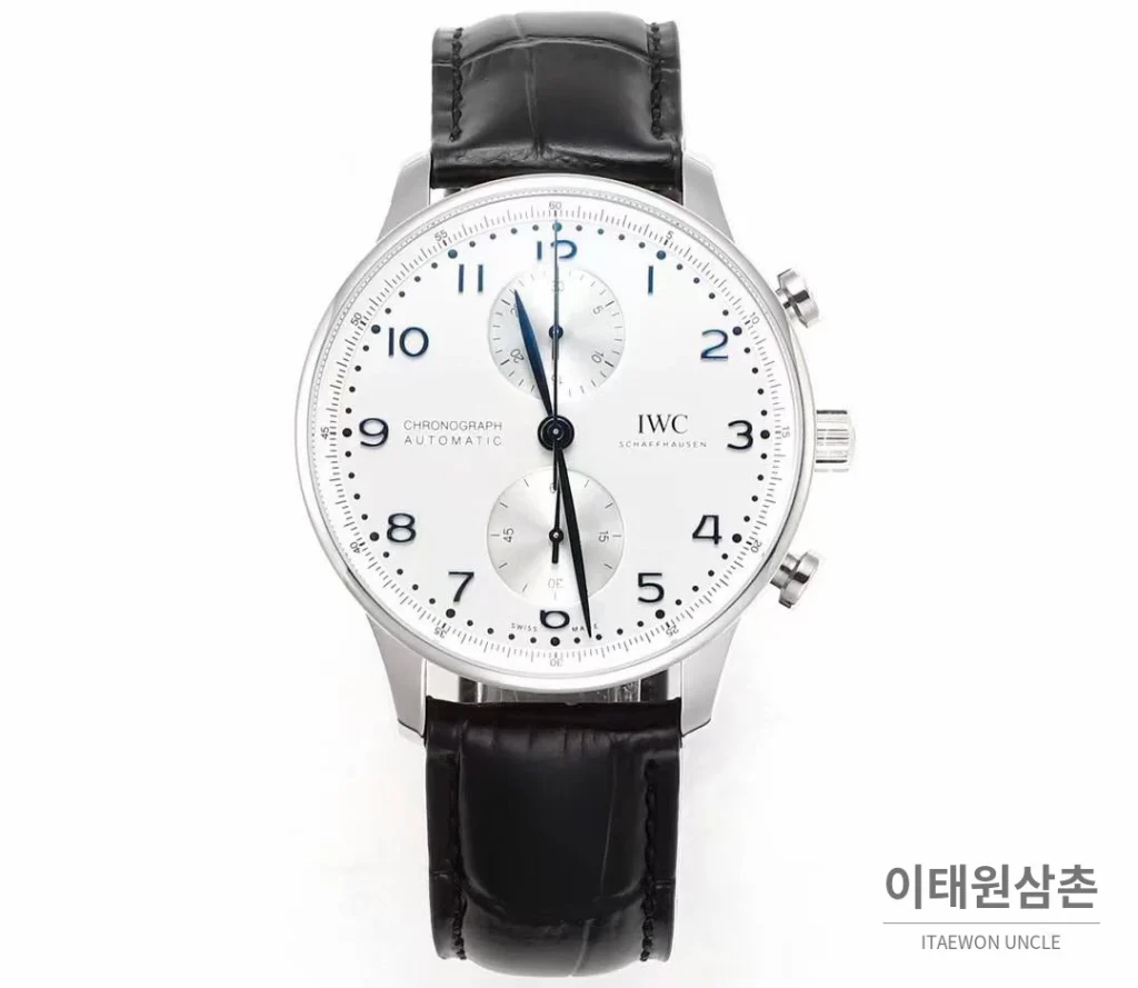 IWC 포르투기저 크로노그래프 스틸 브레이슬릿 오토매틱 41mm 실버 / 블루 (8)