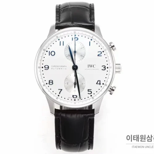 IWC 포르투기저 크로노그래프 스틸 브레이슬릿 오토매틱 41mm 실버 / 블루 (8)